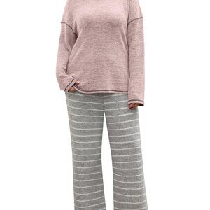 Plus Size Fleece Pajama Set with Pockets Lounge Sleepwear